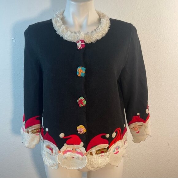 Michael Simon Vintage 2001 Santa Claus Christmas Cardigan Sweater – Size Small - Picture 1 of 11